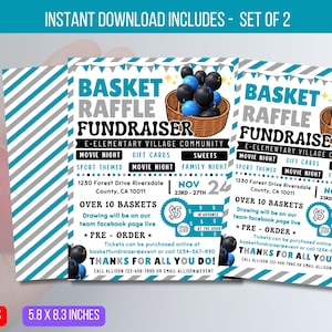 BEARBEITBARER Korb Raffle Fundraiser Flyer, Raffle Fundraiser Vorlage, Schule PTO PTA Flyer Charity Raffle Ticketverkauf Sofort-Download