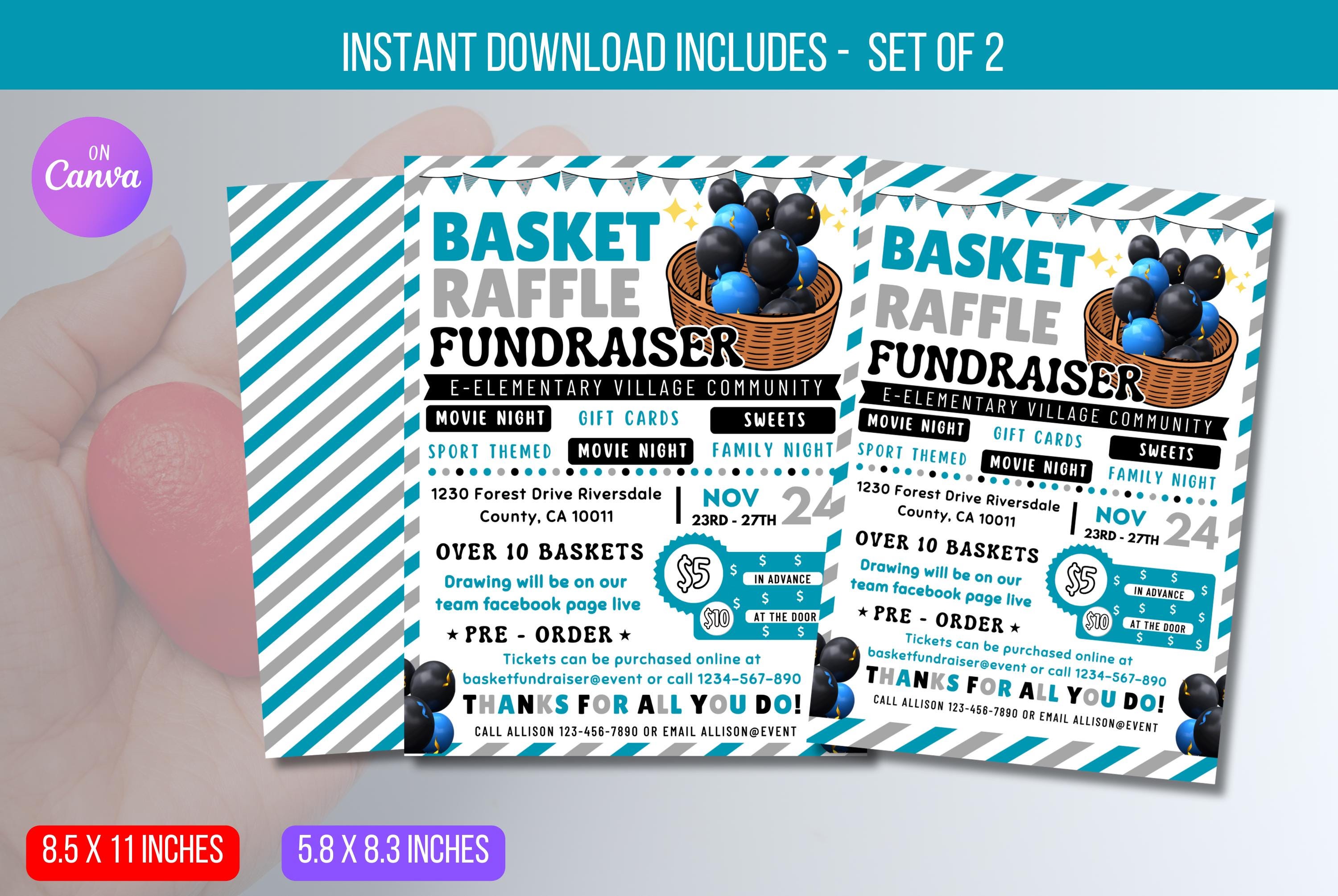 EDITABLE Basket Raffle Fundraiser Flyer, Raffle Fundraiser Template ...