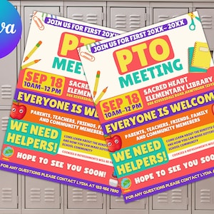EDITABLE PTO PTA Meeting Handout Flyer, School Fundraiser Event, Printable Volunteer Handout Template