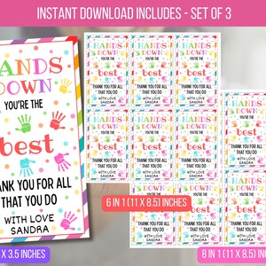 EDITABLE Hands Down You Are The Best Gift Tag, Teacher Appreciation Tags, End of School Year Appreciation Gift Template Instant Download