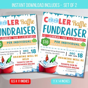 EDITIERBARER Kühler Raffle Ticket Fundraiser Flyer, Schule PTO PTA Flyer, Essen Trinken Raffle Bargeld Fundraiser Digitale Vorlage Sofort-Download
