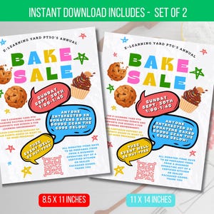 EDITBALE Bake Sale Fundraiser Event Flyer, Bake Sale PTO Event, School Bake Sale Flyer, Fundraiser Bake Sale Event Cute Instant Download