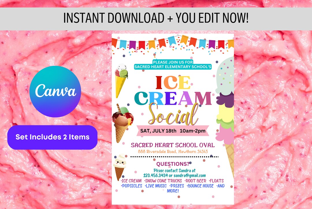 Ice Cream Flyer Teacher Appreciation Week Ice Cream Social Etsy
