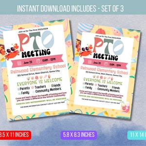 EDITABLE June PTO Meeting Handout Flyer, School Information Meeting Flyer, Printable Volunteer Handout Template Instant Download