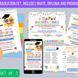 Graduation Set Future is So Bright, Evite, Invite Printable Kindergarten Preschool Any Age Grad School Ceremony Program Diploma, EDITABLE