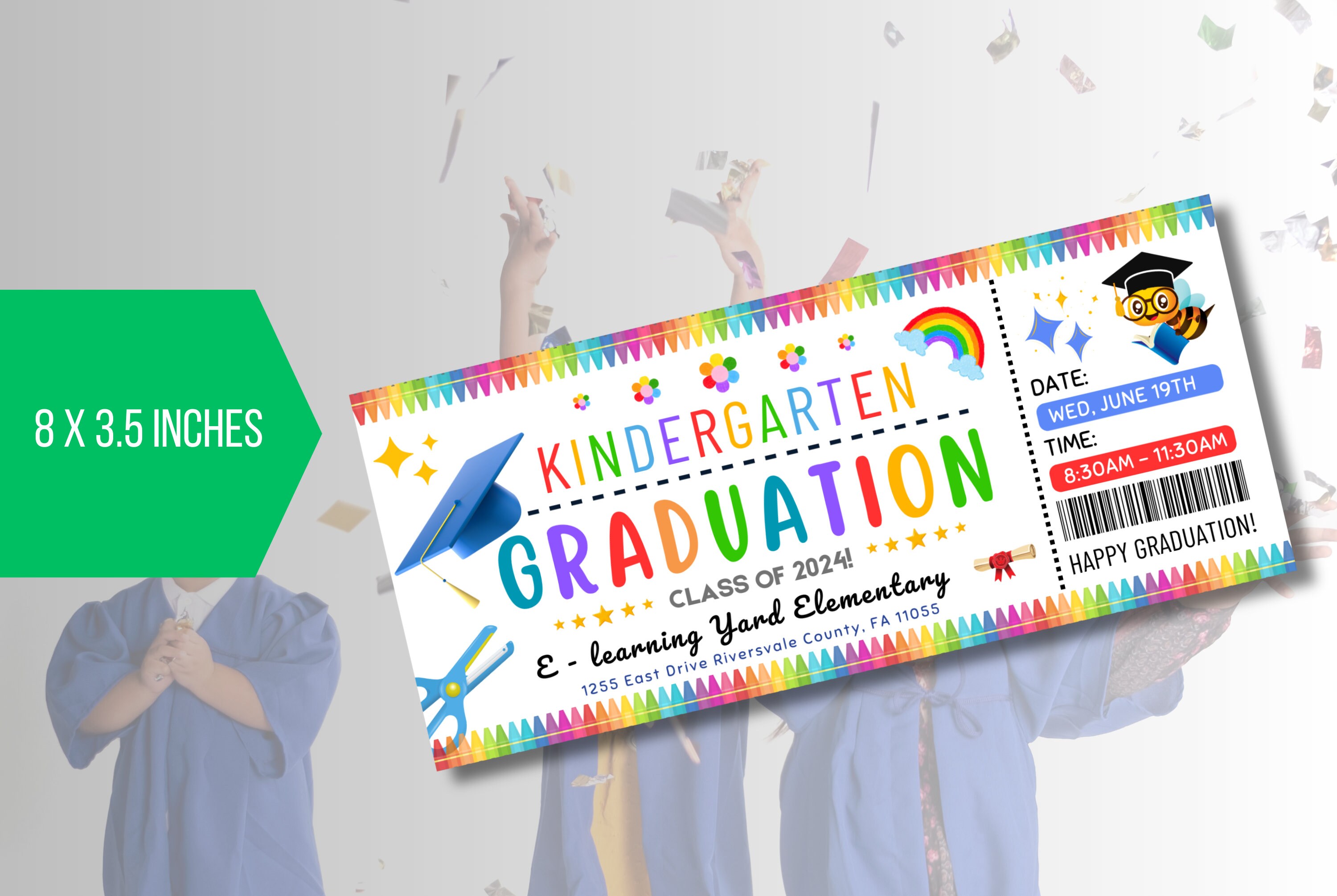 Professional Grad Tickets EDITABLE Pre School Graduation Ticket, Kindergarten Graduation, School ...