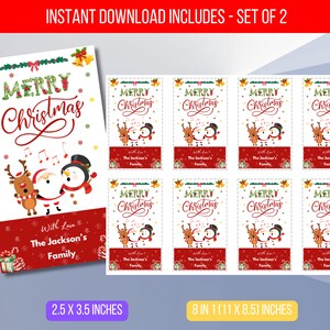 EDITABLE Christmas Gift Tags, Editable Personalized Favor Tags Template with Santa, Printable Tags For School Teachers Instant Download