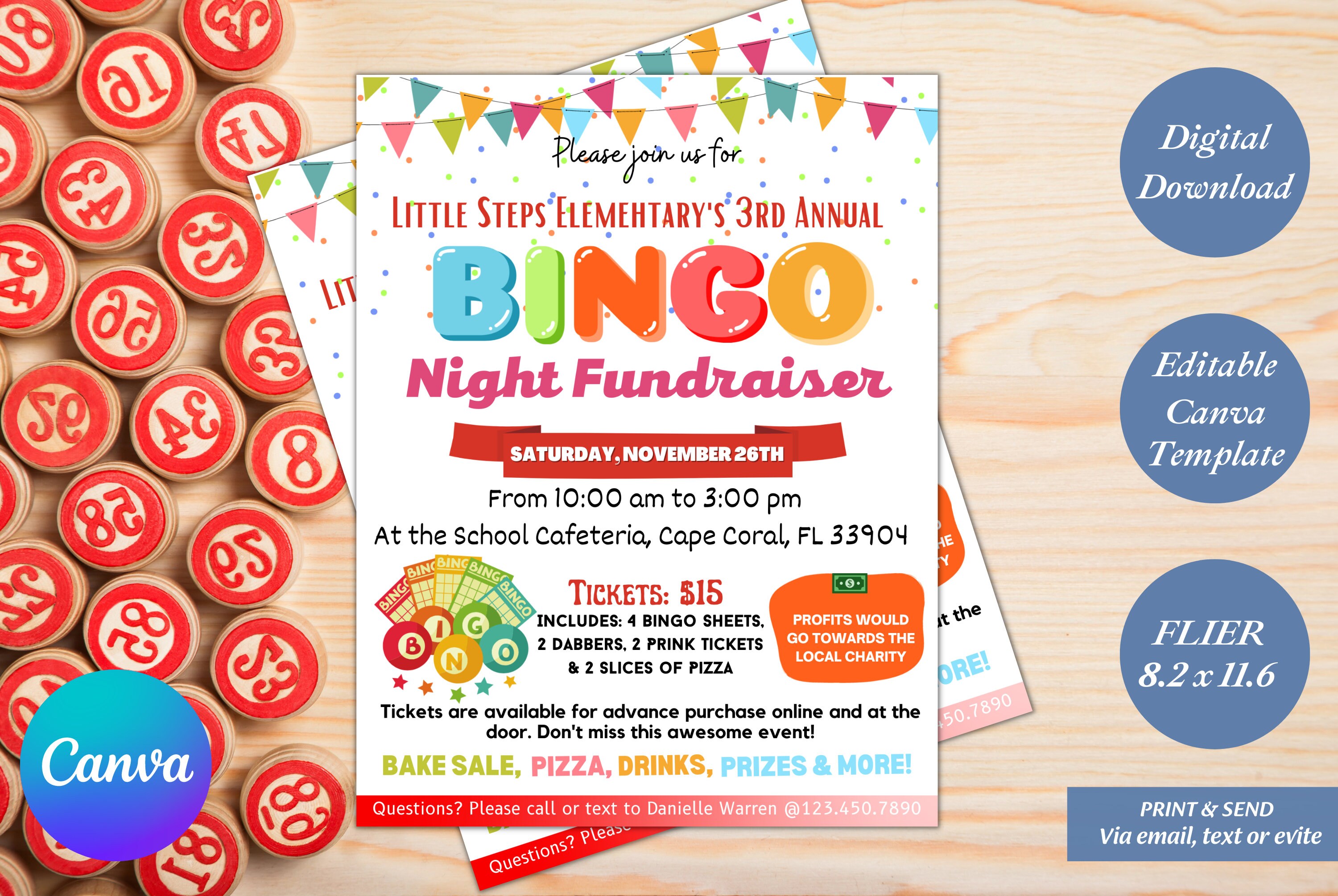 Bingo Night Fundraiser Flyer Bingo Fundraiser PTO Fundraiser Etsy