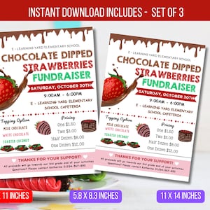 EDITIERBARE Schokolade eingetauchte Erdbeeren Fundraiser Einladung, Fundraiser Einladen Vorlage, Schokolade Event Digitale Einladung Sofort Download