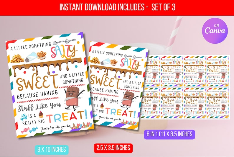 EDITABLE Salty Sweet Treat Gift Tag, Teacher Staff Employee ...