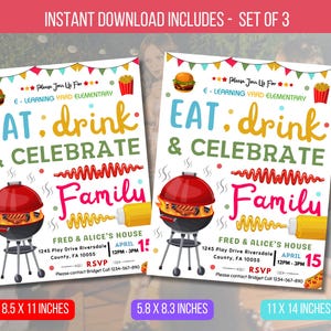 EDITABLE Eat, Drink and Celebrate Family Reunion Invite Flyer, Flyer Invitation for Family Reunion Template Digital Invite Instant Download