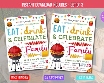 EDITABLE Eat, Drink and Celebrate Family Reunion Invite Flyer, Flyer Invitation for Family Reunion Template Digital Invite Instant Download