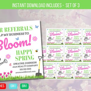 編集可能 あなたの紹介により私のビジネスが開花します、タグでMint Realtor Pop、タグで不動産ポップ、タグでBloom Pop 即時ダウンロード