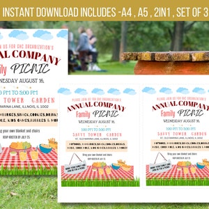 EDITABLE Family Picnic Flyer Editable Template, Staff Employee Customer Appreciation Lunch, Spring Summer Family Picnic Workplace Invite
