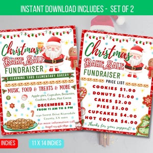 EDITABLE Christmas Bake Sale Flyer - School Bake Sale Flyer - Church Bake Sale Event - Christmas Bake Sale Invitation-Bake sale Menu