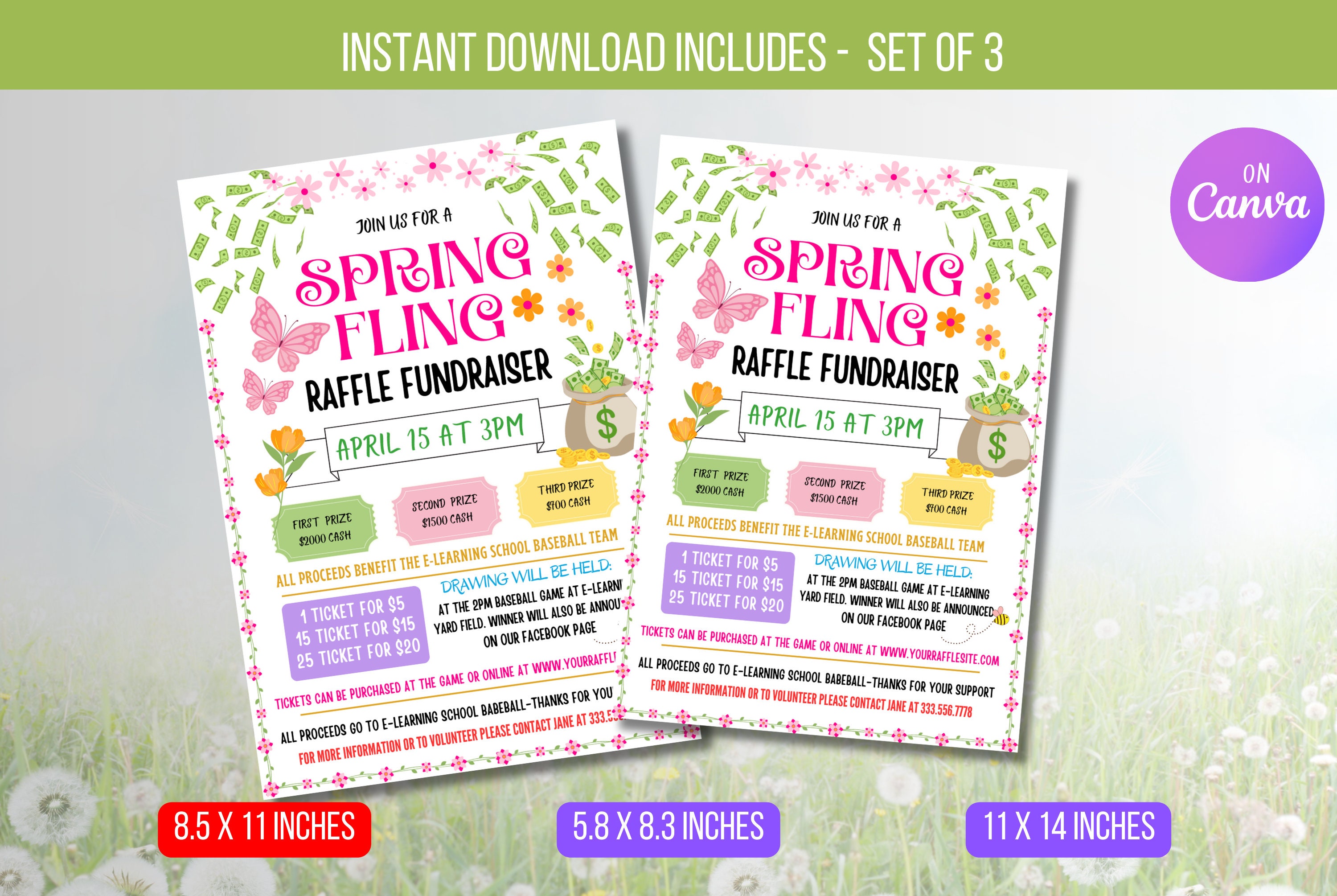 EDITABLE Spring Fling Raffle Fundraiser, Easter Festival Fundraiser ...