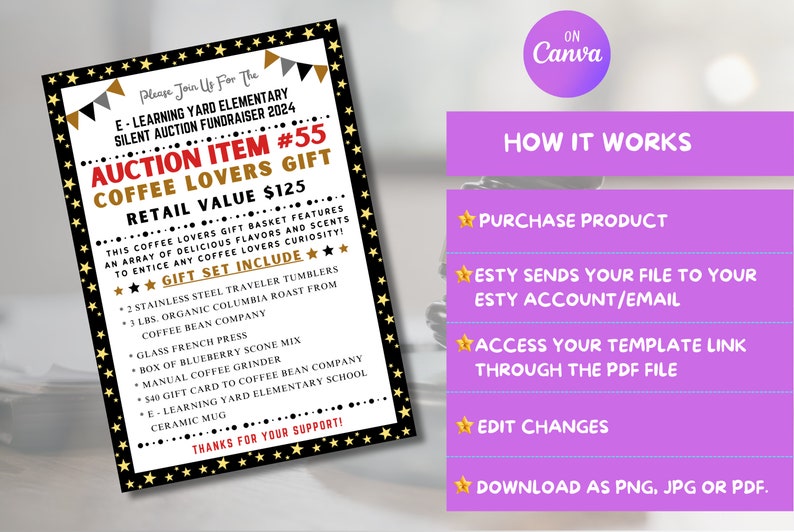 EDITABLE Silent Auction Fundraiser Template, Auction Fundraiser Invite ...