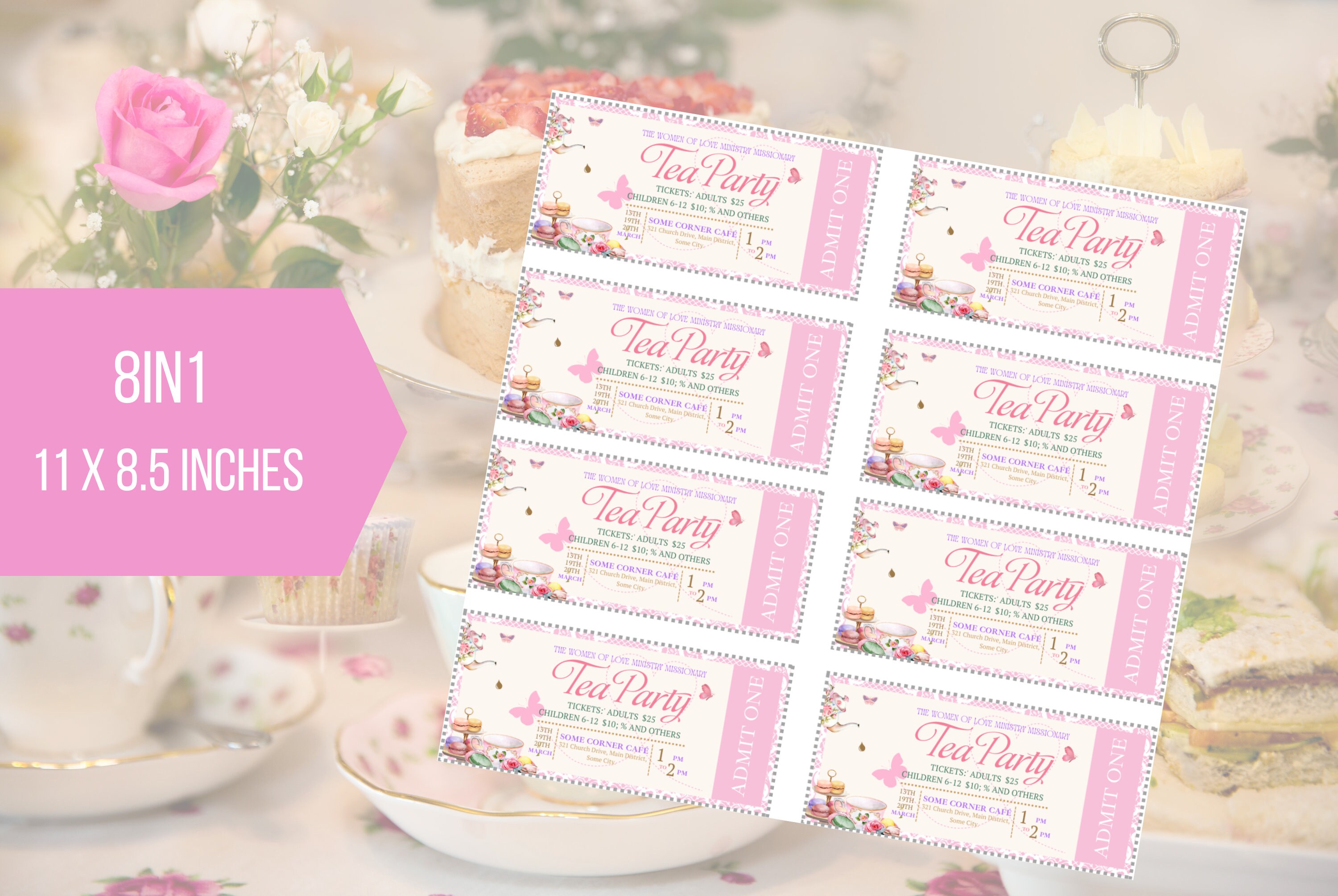 Business Card Ladies Tea Party Event Flyer, Par-tea Invite