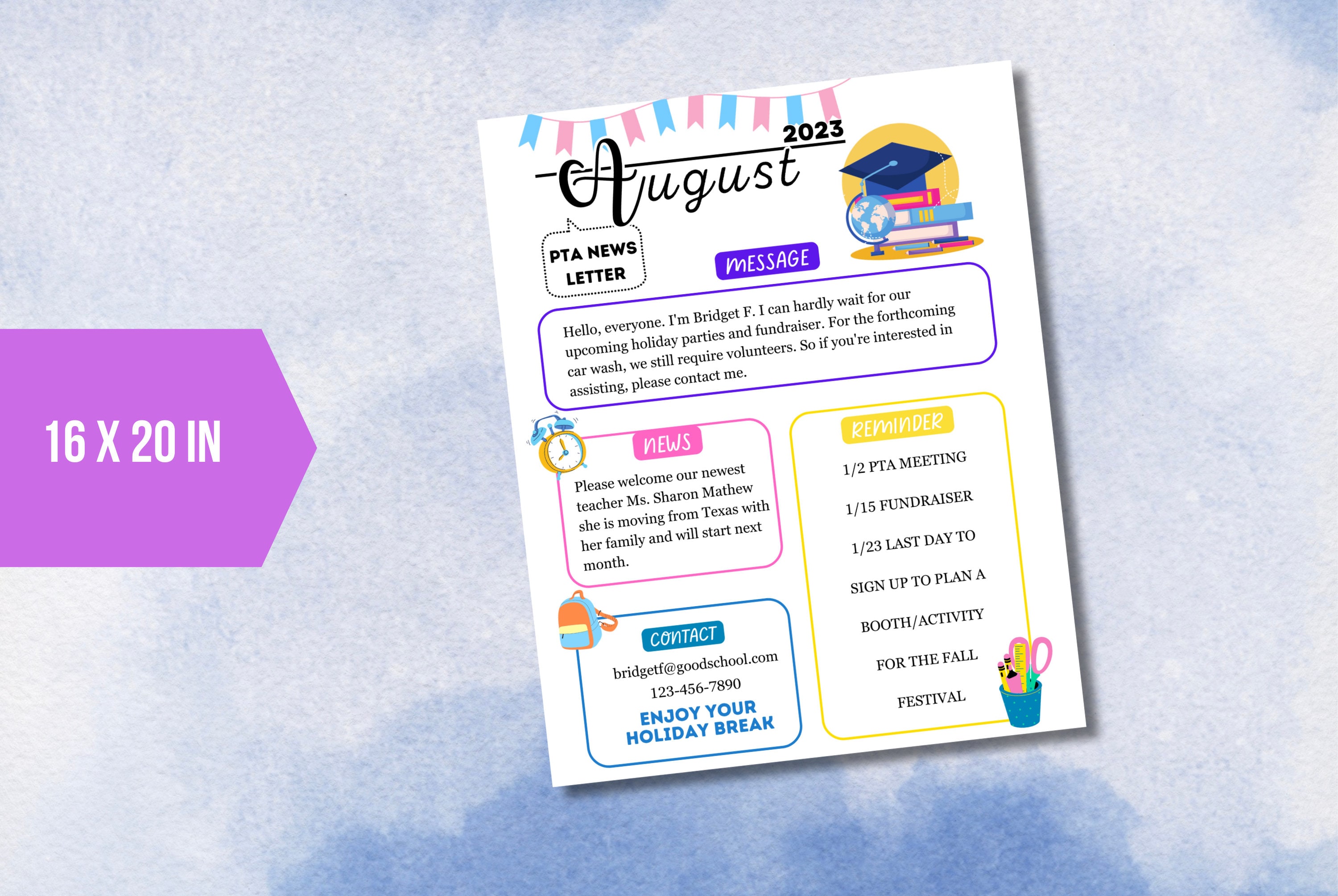 EDITABLE August Newsletter Template, Classroom Printable Handout Flyer ...