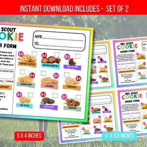 BEWERKBARE Girl Scout Cookie-bestelkaart, Girls Scout Cookie te koop, verkoop Cookie Booth, Girl Scout afdrukbare, digitale Instant Download