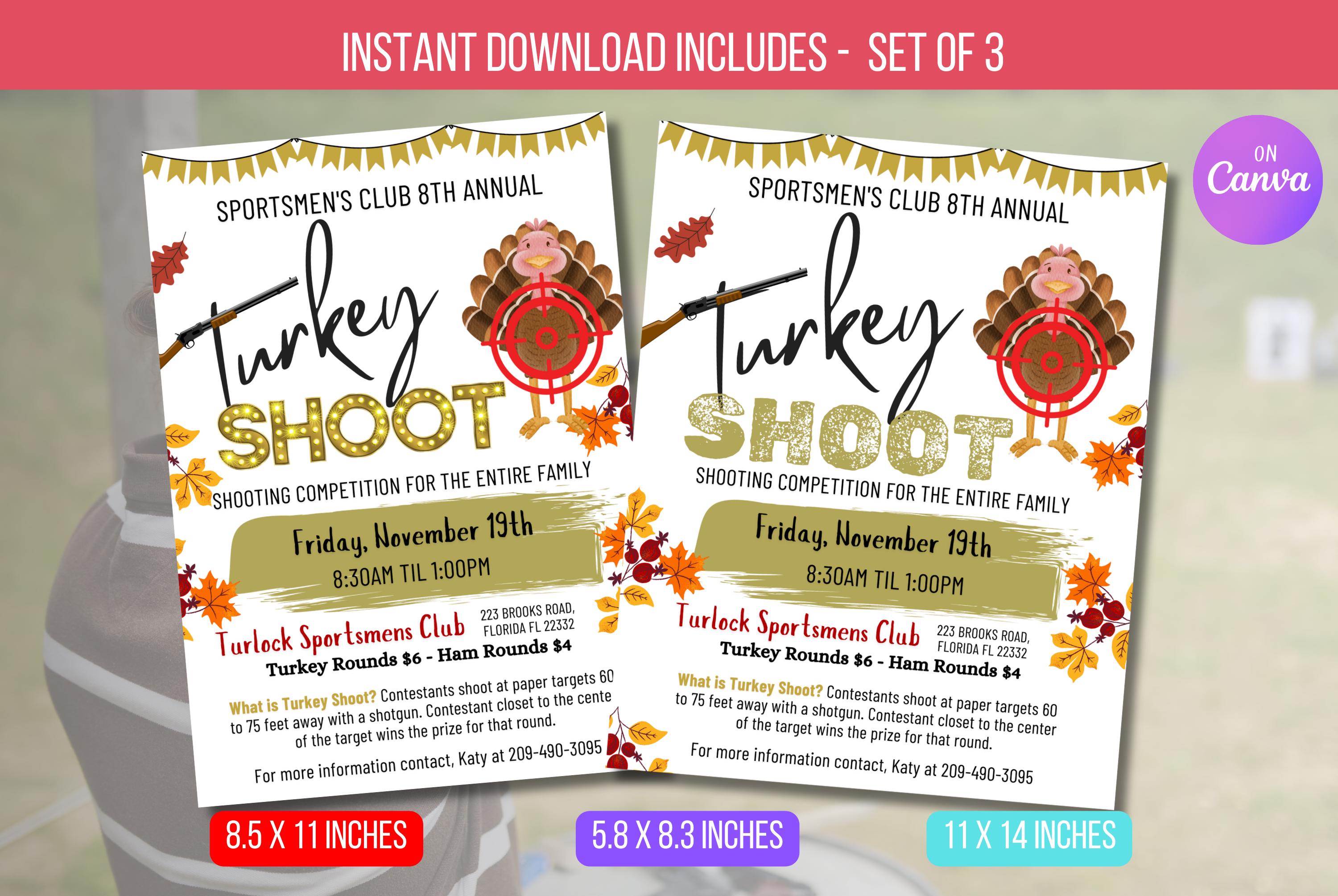 editable turkey trap shoot fundraiser, thanksgiving fundraiser
