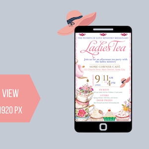 Ladies Tea Event Flyer Printable, Pink and Gold Par-tea Invite Template ...