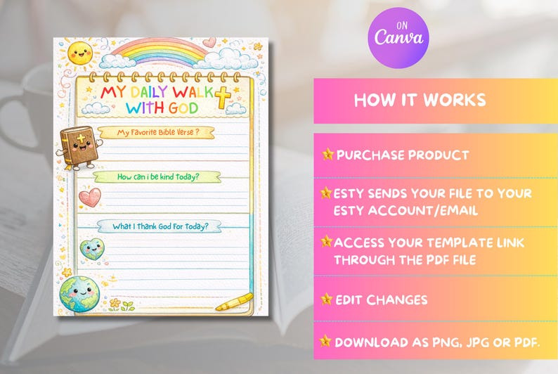 EDITABLE Bible Study for Kids - Daily Bible Study Journal for Kids and ...