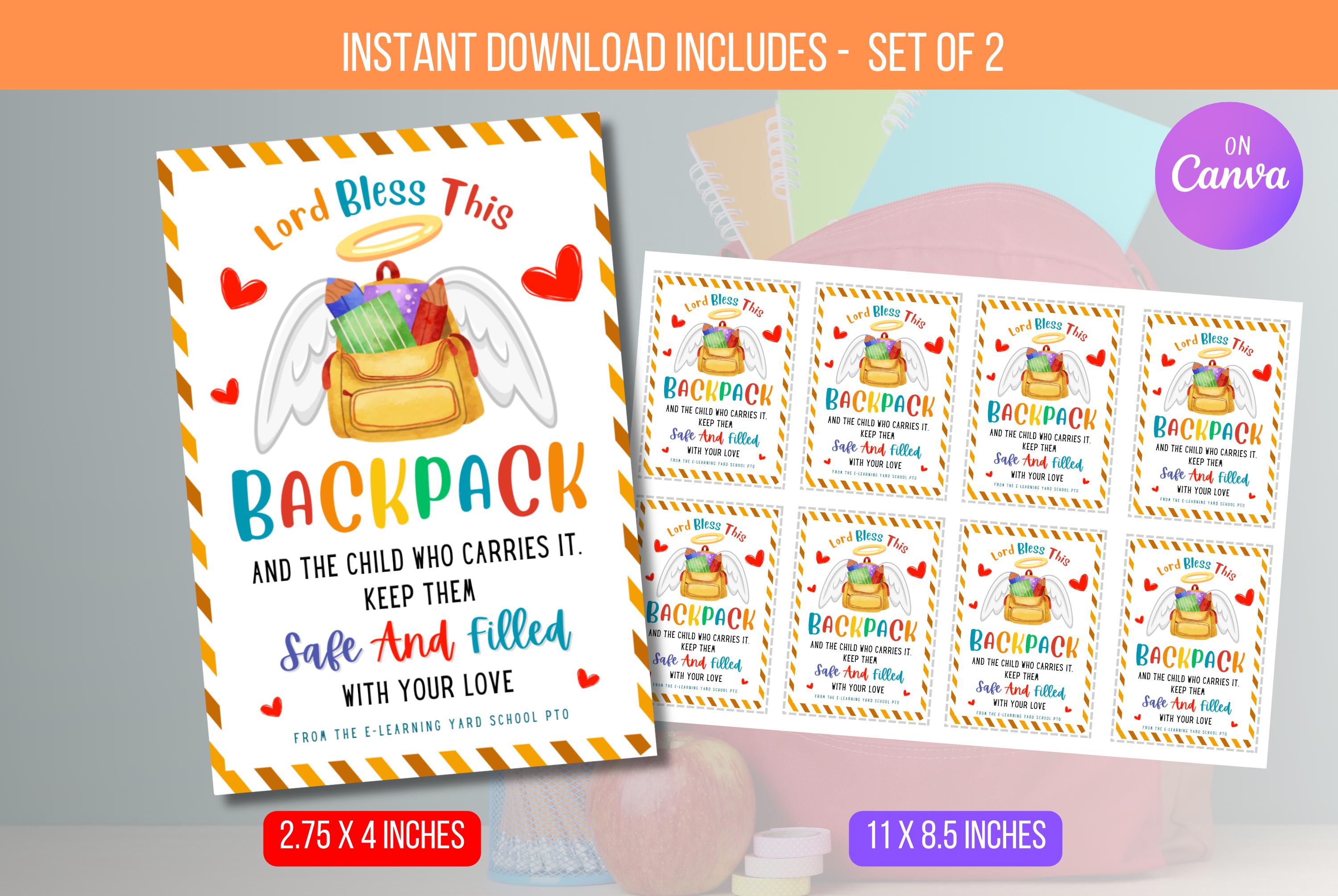 EDITABLE Backpack Blessings Tag, Religious Tags Back to School, School ...