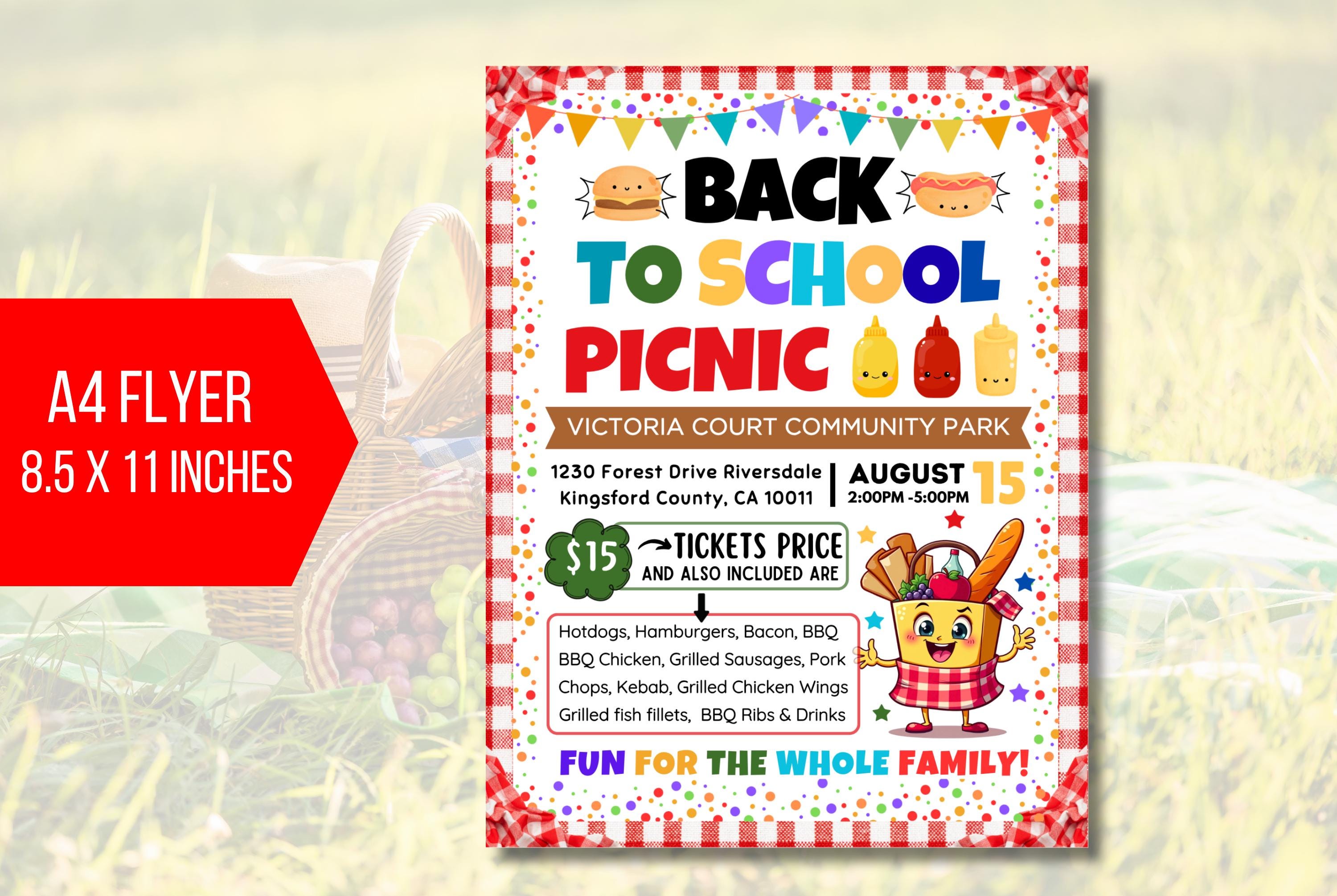 EDITABLE Back to School Picnic Invite, School Picnic Party Invite, End ...