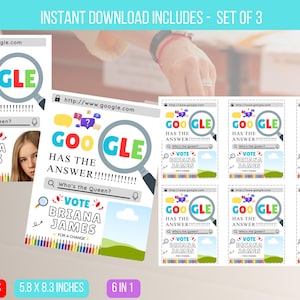 EDITABLE Homecoming Google Me Poster, Homecoming Campaign, Vote for me, Class Treasurer Council Campaign Poster Template, Instant Download
