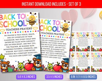 EDITABLE Teacher Prayer Gift Tag, Back to School Teacher Prayer Cards, First Day of School Teacher Prayer, Digital Template Instant Download