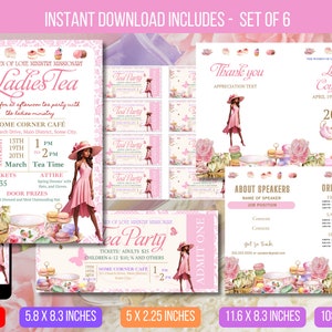 EDITABLE Ladies Tea Event Flyer Printable With Ladies Conference Event, Brunch Women&#39;s Ministry High Tea Coffee Order of Event Mother&#39;s Day
