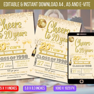 EDITABLE High School Reunion, Class Reunion Invitation, College Reunion Party Light Glitters Invite School Template Instant Download