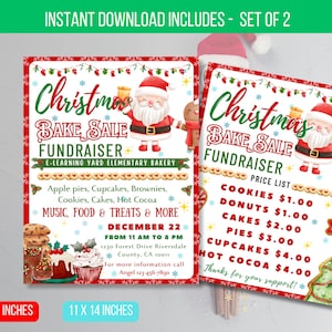 EDITABLE Christmas Bake Sale Flyer - School Bake Sale Flyer - Church Bake Sale Event - Christmas Bake Sale Invitation-Bake sale Menu