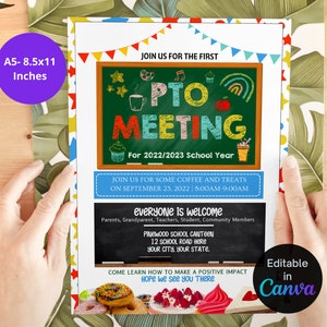 EDITABLE PTO PTA Meeting Handout Flyer, School Fundraiser Event, Printable Volunteer Handout Template