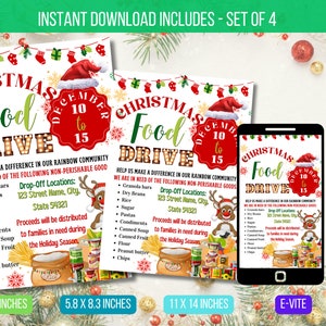 EDITABLE Christmas Food Drive Flyer, School Church Event Invite, PTA PTO Community Food Drive Event Flyer Template Instant Download