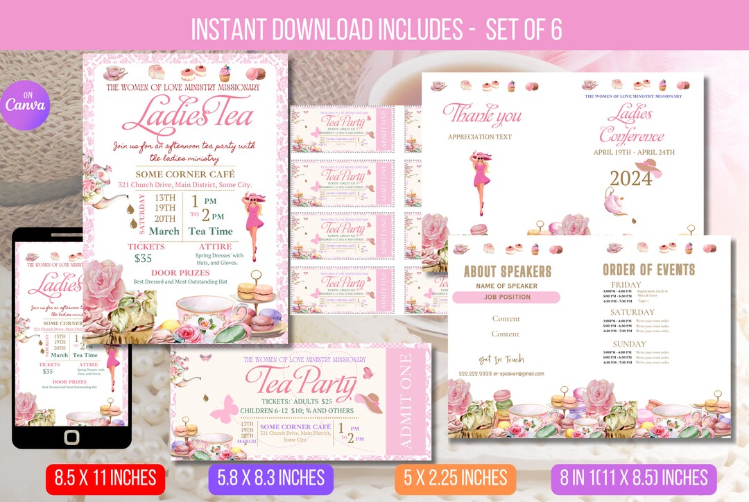 EDITABLE Ladies Tea Event Flyer Printable With Ladies Conference Event ...