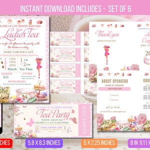 EDITABLE Ladies Tea Event Flyer Printable With Ladies Conference Event, Brunch Women&#39;s Ministry High Tea Coffee Order of Event Mother&#39;s Day