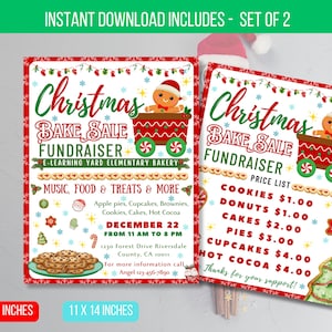 EDITABLE Christmas Bake Sale Flyer - School Bake Sale Flyer - Church Bake Sale Event - Christmas Bake Sale Invitation-Bake sale Menu