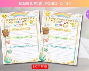 EDYTOWALNE Studium Biblii dla dzieci - Codzienny dziennik studiów biblijnych dla dzieci i młodzieży. Arkusz ćwiczeń i szablon dziennika modlitewnego do natychmiastowego pobrania.