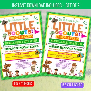 Flyer de recrutement de scouts MODIFIABLE, modèle de réunion d'information de troupe, modèle de communication de parent d'invitation d'école téléchargement immédiat