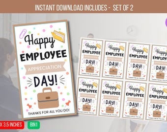 EDITABLE Happy Employee Appreciation Day Gift Tag, Employee Appreciation Tags, Staff Appreciation Gift For Employees Instant Download