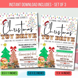 EDITABLE Christmas Toy Drive Flyer - Toy Drive Fundraiser Flyer - School Christmas Flyer - Church Christmas Flyer - DIY Instant Download
