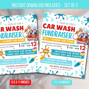 EDITABLE Car wash Fundraiser Flyer, PTA PTO Flyer, School Benefit Fundraiser Event Poster Digital, Fundraiser Invitation Instant Download