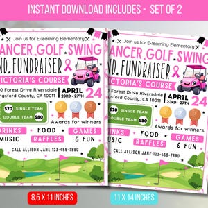 EDIATABLE Golf Tournament Fundraiser Invitation Flyer, PTO PTA Event, School Church Community Fundraiser Event, Digital Instant Download