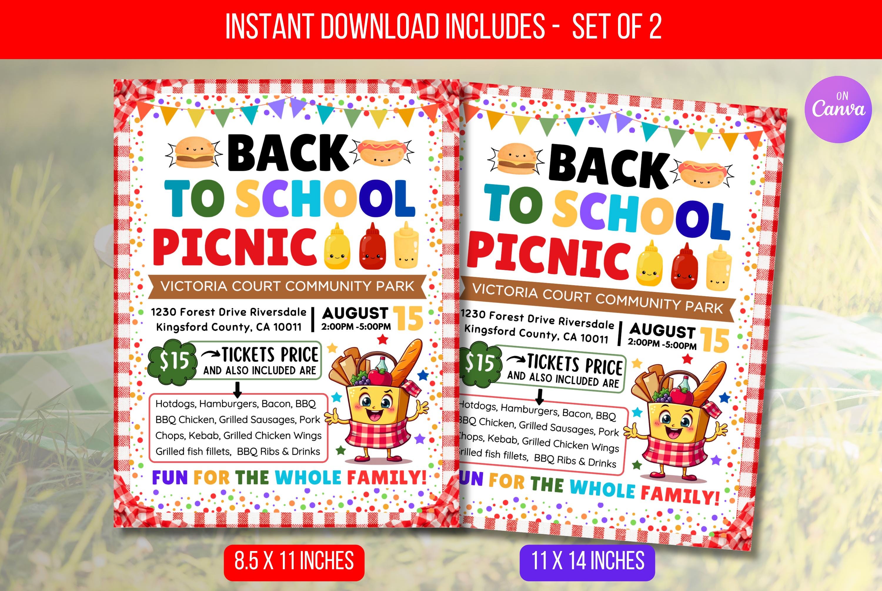 EDITABLE Back to School Picnic Invite, School Picnic Party Invite, End ...