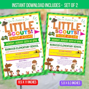 Flyer de recrutement de scouts MODIFIABLE, modèle de réunion d'information de troupe, modèle de communication de parent d'invitation d'école téléchargement immédiat