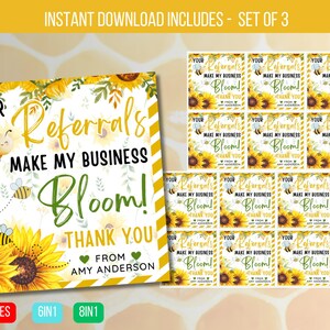 編集可能 あなたの紹介により私のビジネスが開花します、タグでMint Realtor Pop、タグで不動産ポップ、タグでBloom Pop 即時ダウンロード