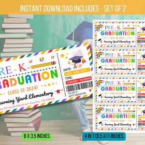 EDITIERBARE Vorschul-Abschluss-Eintrittskarte, Kindergarten-Abschluss, Schulabschluss, Abschlussfeier, Sofort-Download für den letzten Schultag