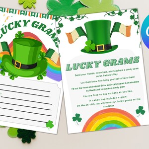Bewerkbare sjabloon St. Patricks Day Lucky Gram-inzamelingsactie | Inzamelactie voor schooldagopvang PTA PTO Non-profit printbare flyer